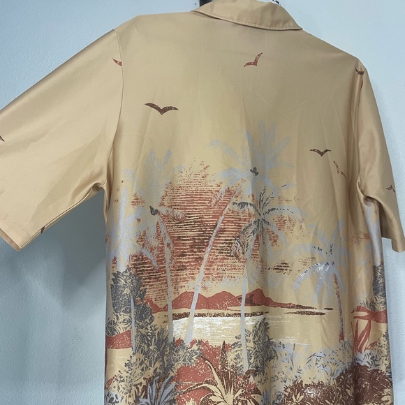 VTG Spire California tan polyester polo w/ tropical design sz Tall XXL - Picture 6 of 11